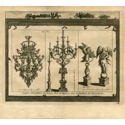 Lustre,Chandeliers de bronze doré& Pupitres dans le Pantheon de l'Escorial. Van der Aa