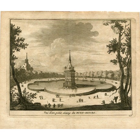 Vue d'un petit etang du Buen Retiro por Pieter van der Aa