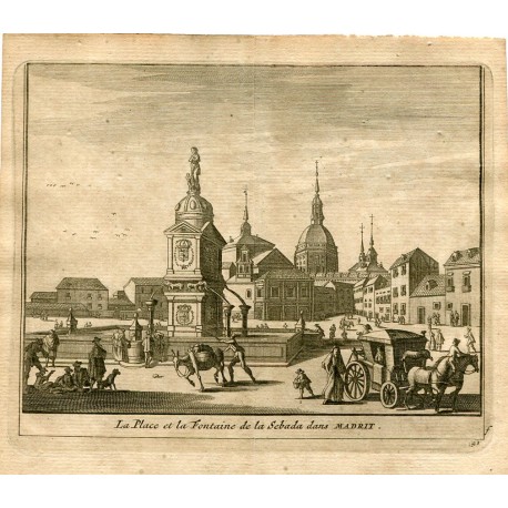 La Place et La Fontaine de la Sebada dans Madrid por Pieter van der Aa