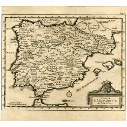 Carte de l'Espagne&de Portugal por Pieter Vander Aa 1707