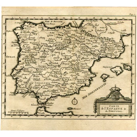 Carte de l'Espagne&de Portugal por Pieter Vander Aa 1707