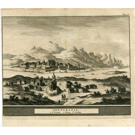 Vista topográfica de Fuenterrabia por Pieter vander Aa, 1707.