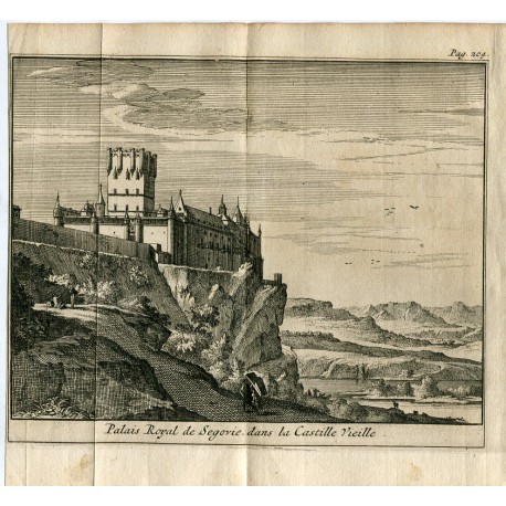 Palais Royal de Segovie dans la Castille Vieille por Pieter Vander Aa,1707.