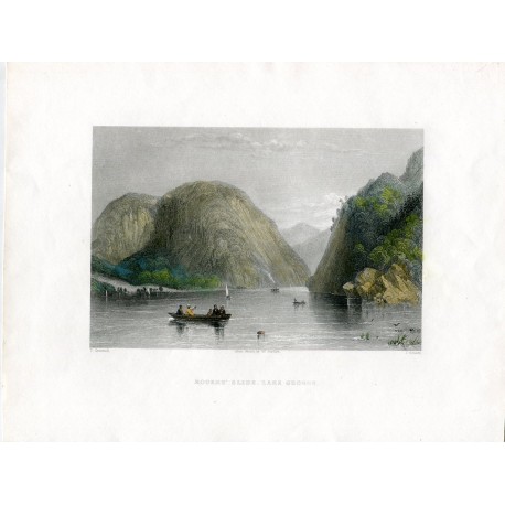 EEUU Roger's Slide, lake George, grabado por J.Cousen, dibujó T. Creswick, 1839