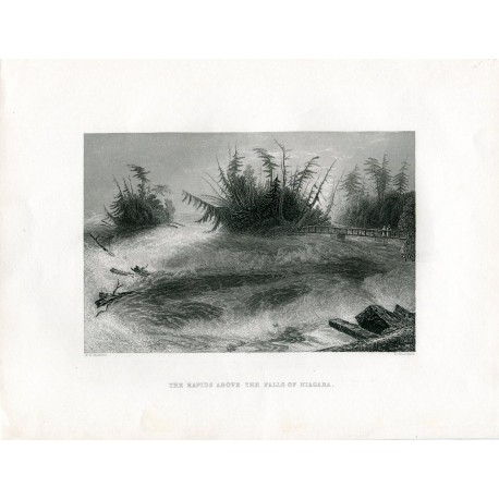 EEUU The rapide above the falls of Niagara grabado por R. Brandard.