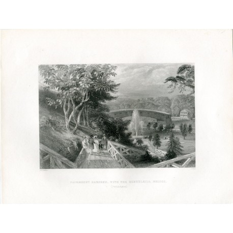 EEUU Fairmount Gardens, with the Schuykill bridge grab. Por J. Giles