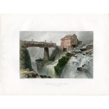 EEUU Bridge at Glens Fall (on the Hudson) grab. Por F.W.Topham.
