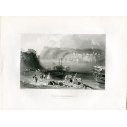 EEUU Brock's Monument (from the American Side) grabado por Charles Richardson