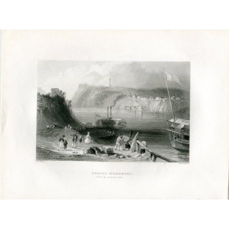 EEUU Brock's Monument (from the American Side) grabado por Charles Richardson