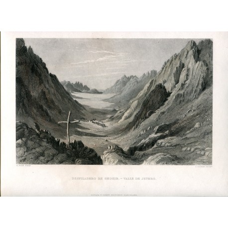 Palestina. Desfiladero de Shoeib-valle de Jethro grabado por C. Cousen
