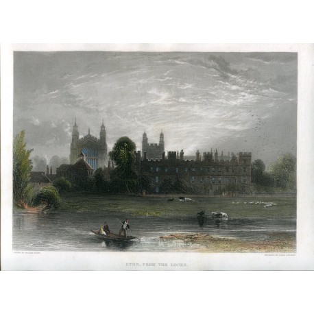 Inglaterra. Eton, from the locks grabado por James Redaway, 1860