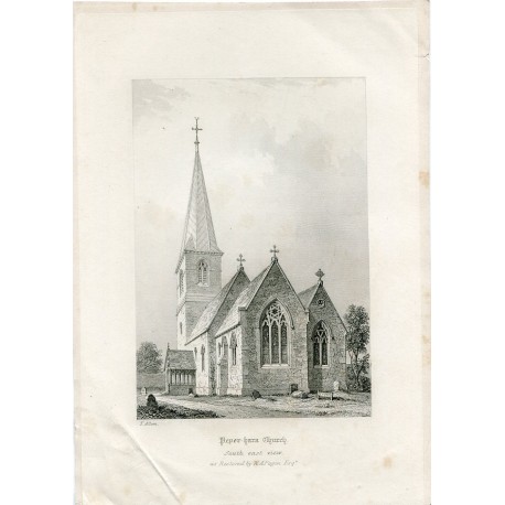 Inglaterra. Peper hara church grabado por  T. Allom, 1840