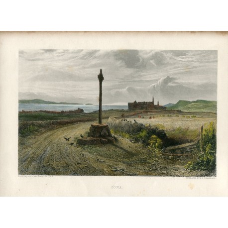 Escocia. Iona grabado por E.P. Brandard