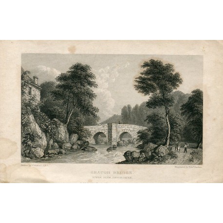 Inglaterra. Saugh Bridge grabado por Edward Finden, dibujó W. Westall