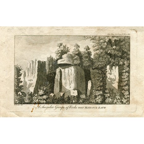 Inglaterra. A sigular Groupe of Rocks near Matlock Bath grabado por H. Rooke