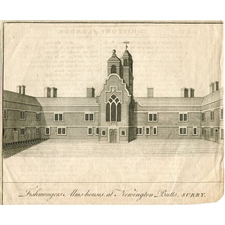 Inglaterra. Fishmongers Almshouses at Newington Butts, Surry grabado por B. Cole