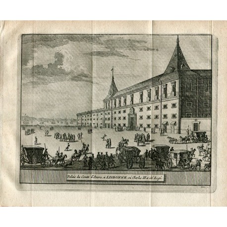 Portugal. Palais du Comte d'Avero a Lisbonne ou Charles III a ete Logé grabado 1715 por Alvarez de Colmenar.