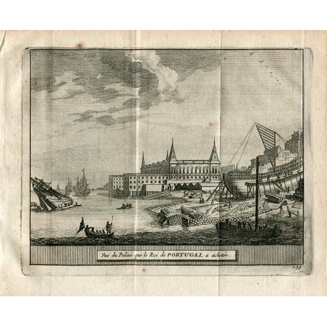 Portugal. Vue du Palais que le Roi de Portugal a achetér grabado 1715 por Alvarez de Colmenar