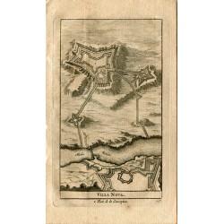 Portugal. Villa Nova, fort de la Conception grabado 1715 por Alvarez de Colmenar