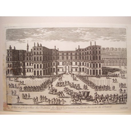 «Veue et perspective  du Chateau de St. Gremain en Laye du costé de l´Entrée» Dib.y grabó Pierre Aveline (París,1656-1722)»