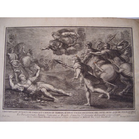 La conversión de Saul grabado por el pintor catalán Michael Sorelló sobre obra de Rafael.