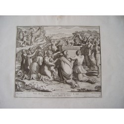 Vidit Moyses Vitulum et choros irastusq proiecit de manu tabulas .grabado por Cesar Fantetti