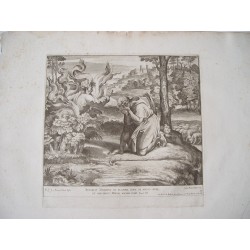 Apparuit Dominus in flama ignis de medio rubi et abscondit Moyses faciem suam grabado por Cesar Fantetti