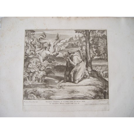 Apparuit Dominus in flama ignis de medio rubi et abscondit Moyses faciem suam grabado por Cesar Fantetti