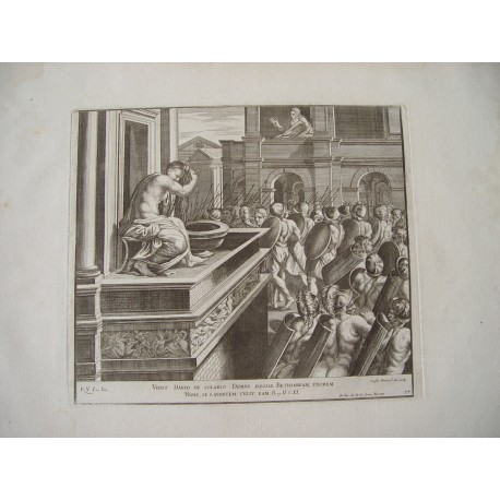 Vidit David de Solario Domus regiae Bethsabeam uxorem  vriae  grabado por Cesar Fantetti