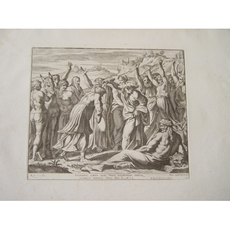 Sacerdos cornu  olet vinxit Salomonem omnis clamavis populum ... grabado por Petrus Aquila