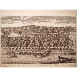 «Veue et perspective de l´entrée du Chateau de St. Cloud» Dibujó.y grabó Pierre Aveline (París,1656-1722).