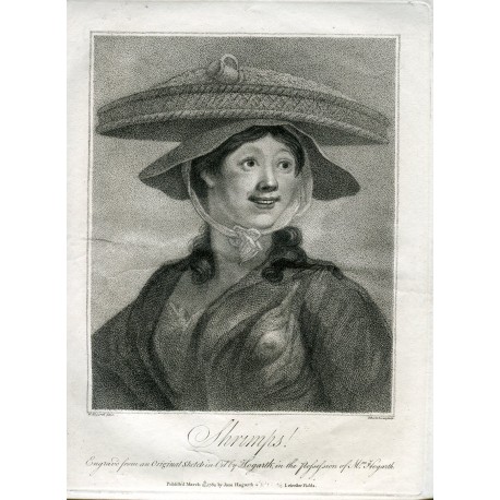 Shrimps grabado de un original de William Hogarth por Francesco Bartolozzi