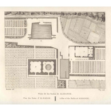 España. Badajoz. «Plano de los Baños de Alhange» Alexandre Laborde (1810-11)