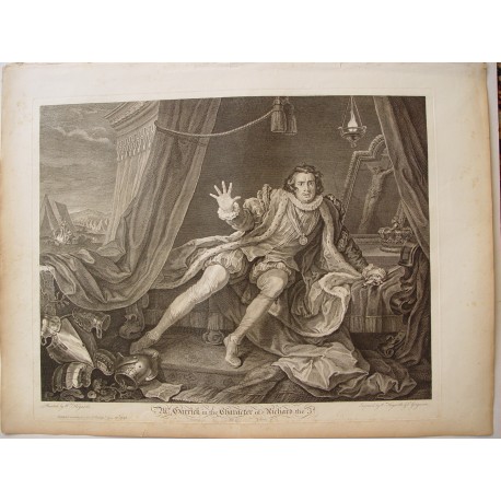 Mr. Garrick in the Character of Richard III grabado por William Hogarth y Charles Grignion