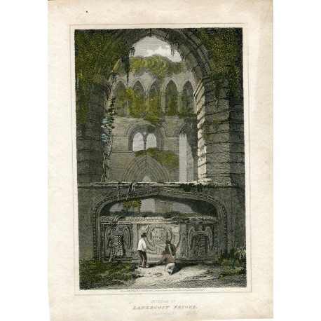 Lanercost Priory grabado por J. Greig en 1814 de una pintura de L. Clennell