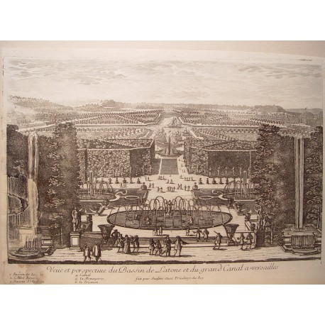 «Veue et perspective du Bassin de Latone et du Grand Canal a Versailles» Dibujó.y grabó Pierre Aveline (París,1656-1722).