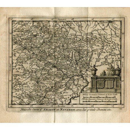 Nouvelle carte d' Aragon et Navarre avec les grands chemins por P.van der Aa (Alvarez de Colmenar)