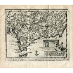 Nouvelle Carte d'Andalusie et Grenade avec les grands chemins por P.van der Aa (Alvarez de Colmenar)