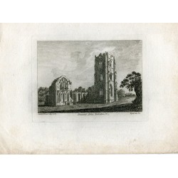 Ingaterra. Fountain Abbey Yorkshire. Grabado por Sparrow en 1785