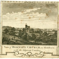 View of Hornsey Church in Middlesex grabado publicado por Alex Hogg en 1780