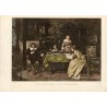 Milton dictating paradise lost to his daugthers grabado por C. Courtry sobre obra de A. Munkacsy