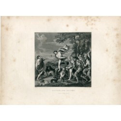 Bacchus nd Ariadne grabado por W.H.Worthington copia de Ticiano