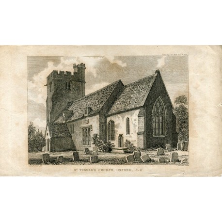 Oxford. St. Thomas's Church Oxford. Grabado por J. Barnett.