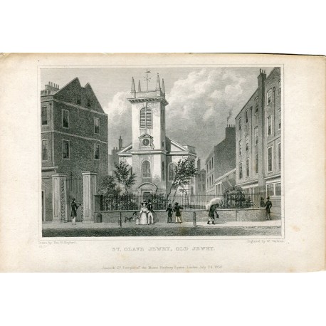 St. Olave Jewry, Old Jewry grabado por W. Watkins. Dibujó Thomas H. Sheferd