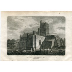 Carlisle Cathedral norte de Gales grabado por Samuel Noble de un dibujo de J. Britton