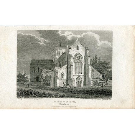 Church of St. Cross en Hampshire grabado por  W. Woolnorth en 1804