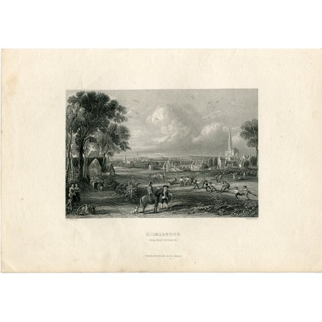 Kilmarnock grabado por W. Richardson sobre obra de D.G.Hill en 1840