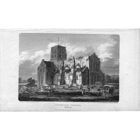 Sussex. Shoreham Church dibujado y grabado por G. Cooke