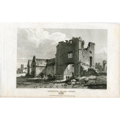 Norfolk. Gateway &. To the Priory at Thetford grabado por J.Burnett