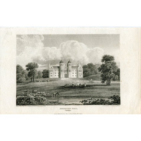 Inglaterra. Brereton Hall grabado por F. Hay de un dibujo de George Ormerod
